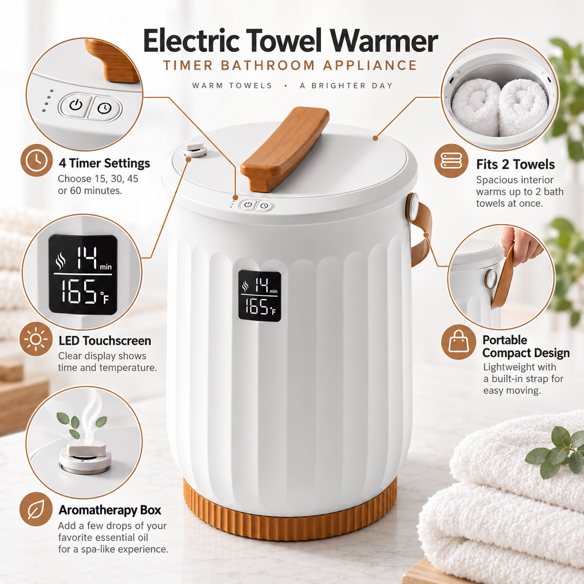 Electric Towel Warmer Timer Bathroom Appliance