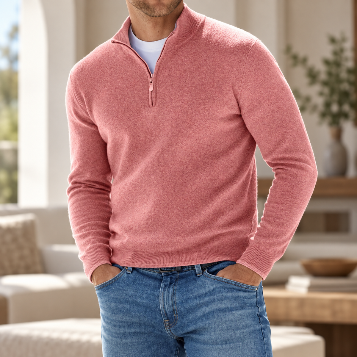 Men's Long Sleeve Sweater Zip-Up Design | Casual