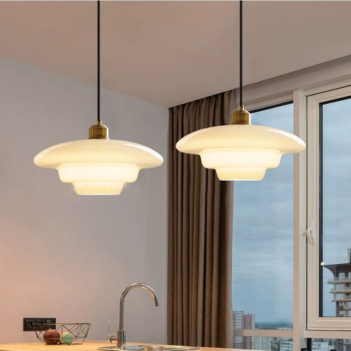 White Glass Pendant Light | Modern Mid-Century Elegance