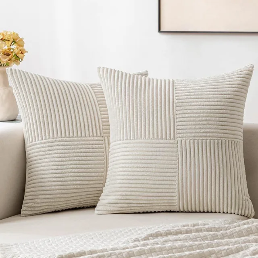Corduroy Cushion Covers | Luxury Striped Throw Pillow Covers