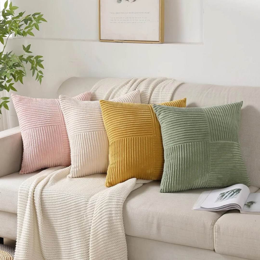 Corduroy Cushion Covers | Luxury Striped Throw Pillow Covers