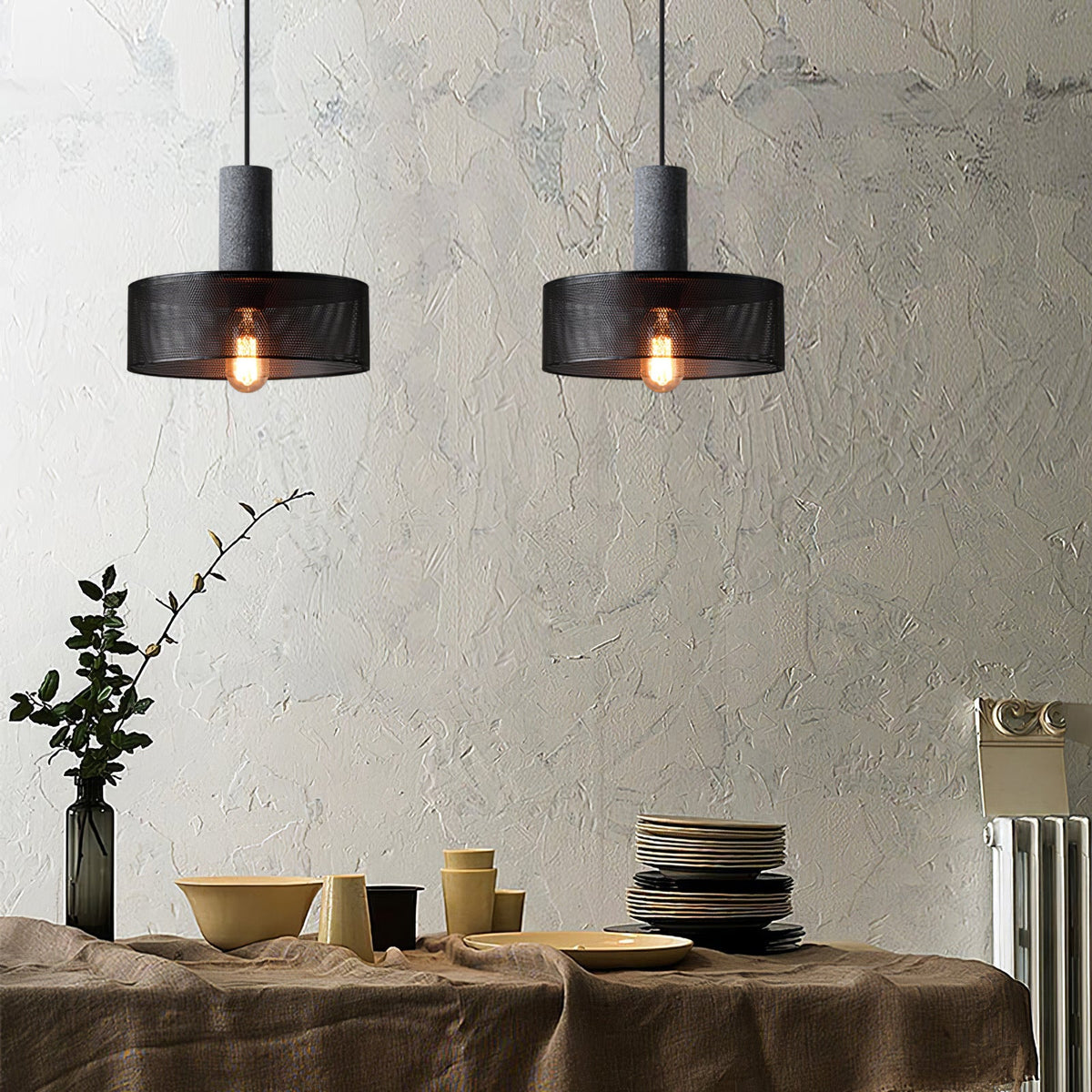Urban Concrete Pendant Light | Industrial LED Hanging Lamp