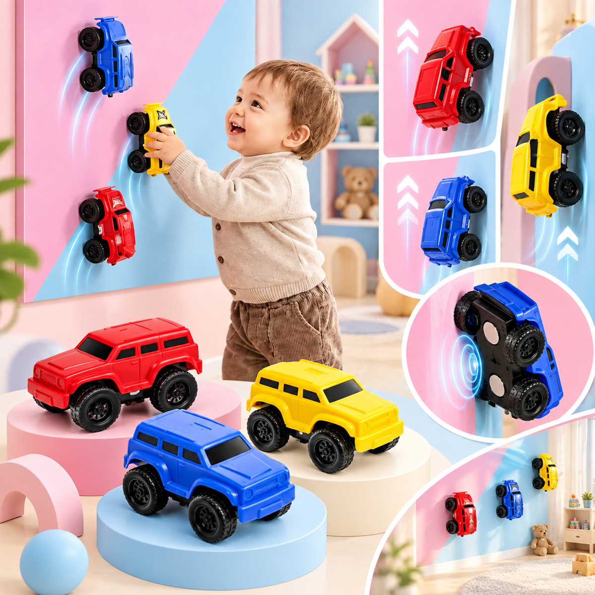 Magnetic Climbing Cars Wall Climbing Toy Fun Activity