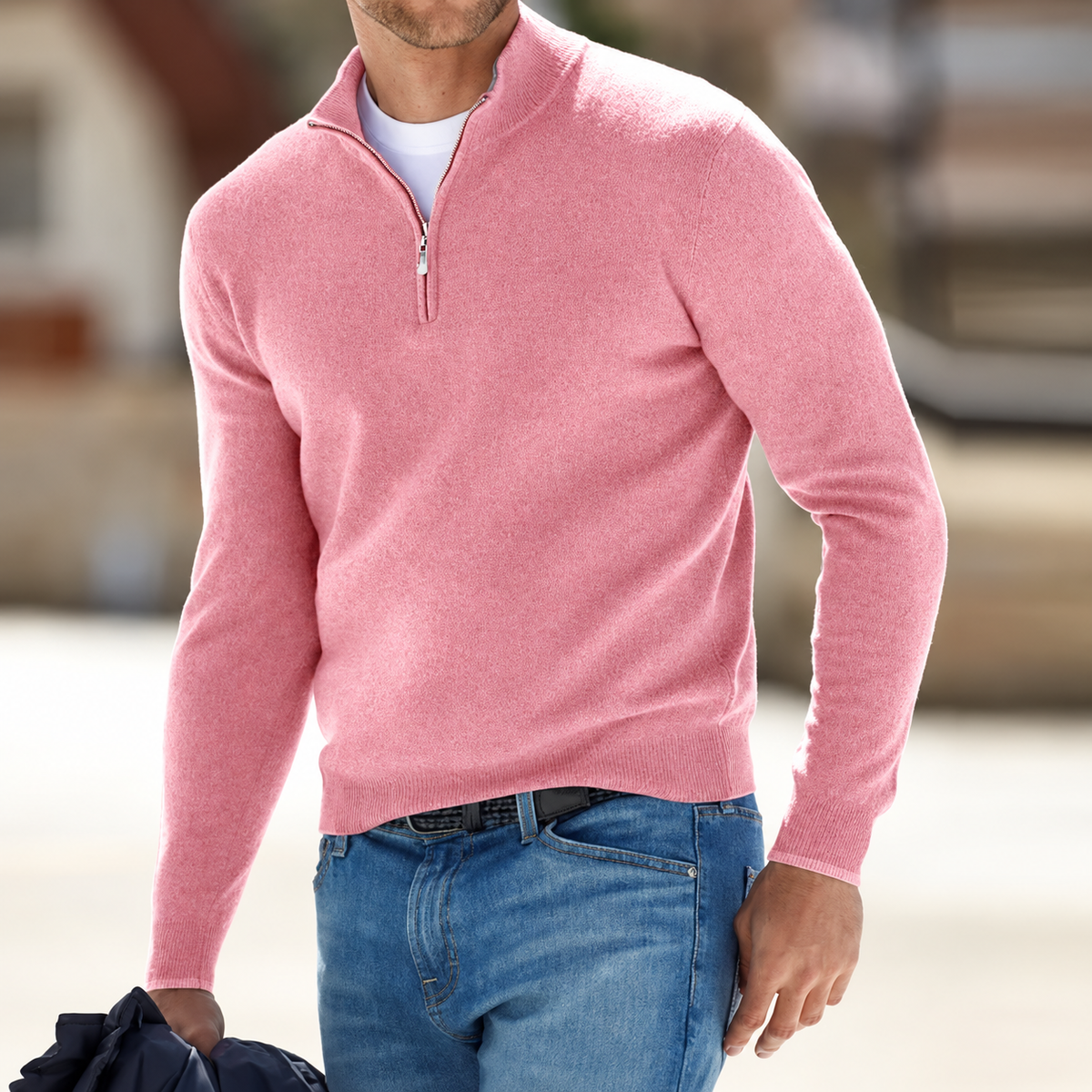 Men's Long Sleeve Sweater Zip-Up Design | Casual