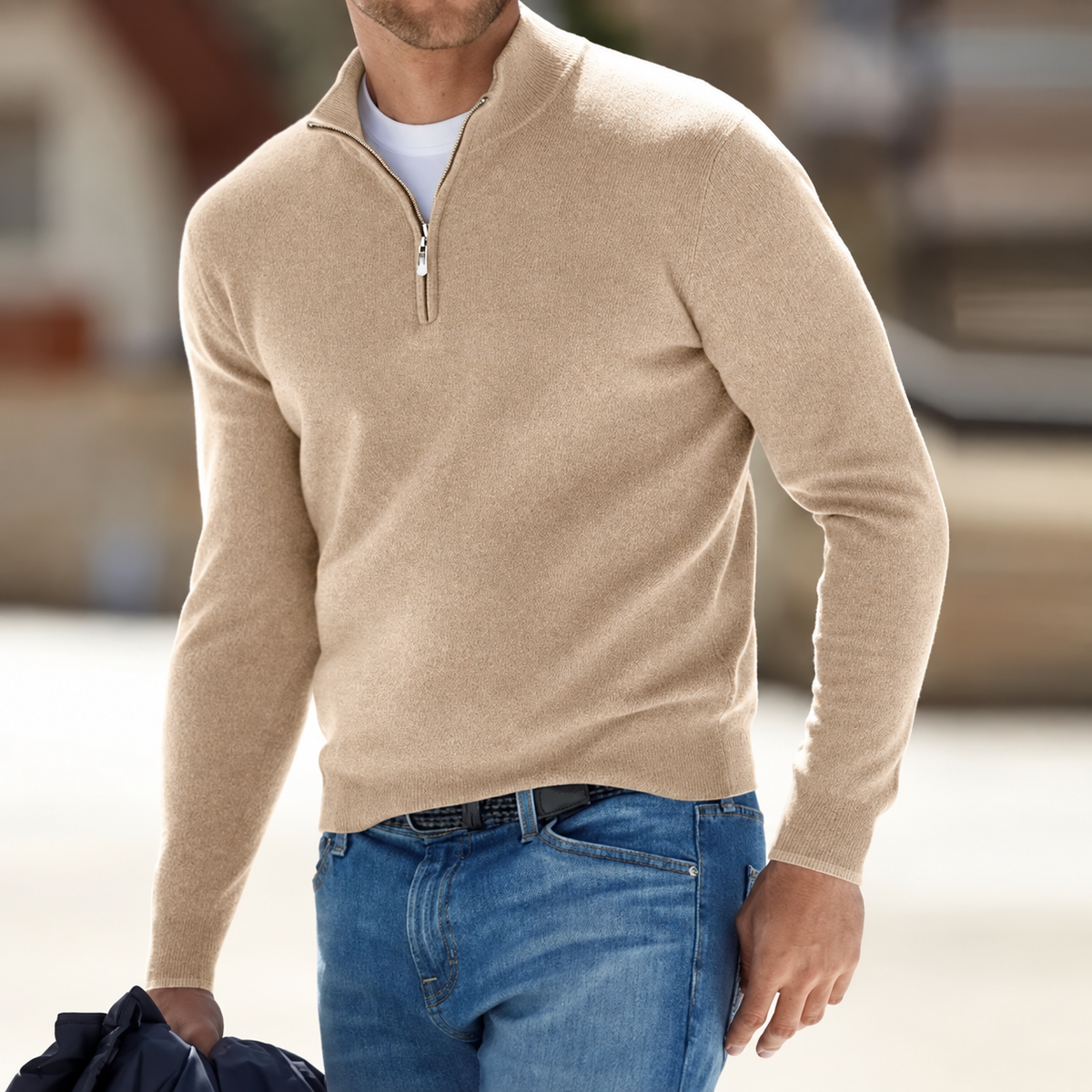 Men's Long Sleeve Sweater Zip-Up Design | Casual