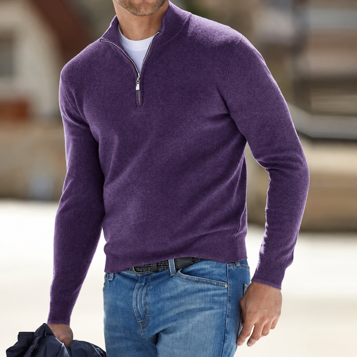 Men's Long Sleeve Sweater Zip-Up Design | Casual