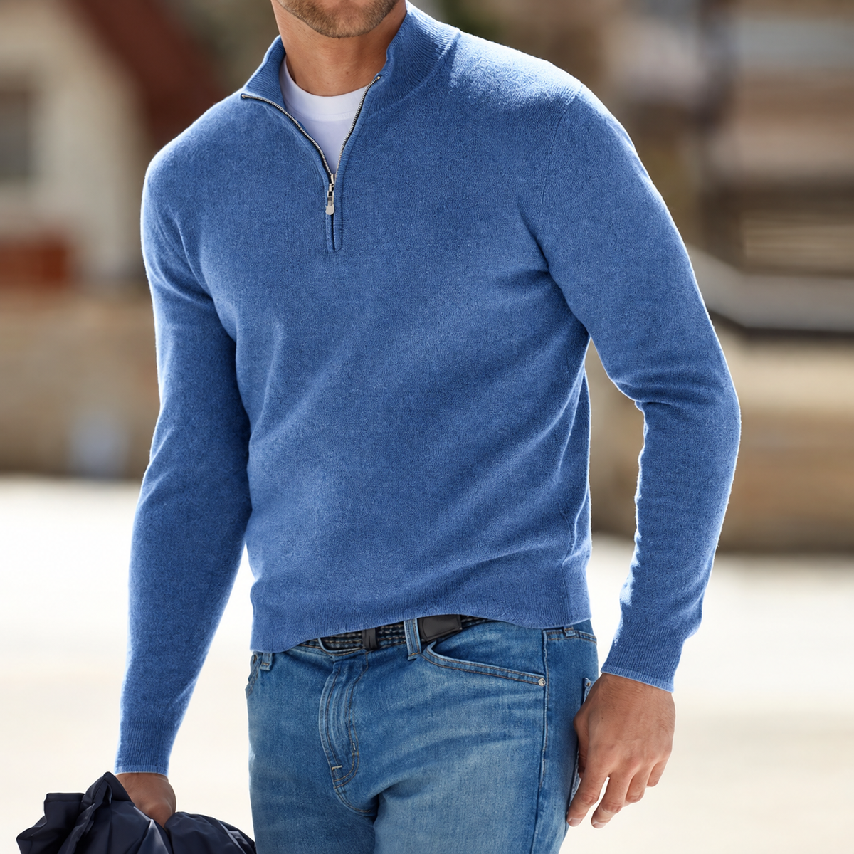 Men's Long Sleeve Sweater Zip-Up Design | Casual