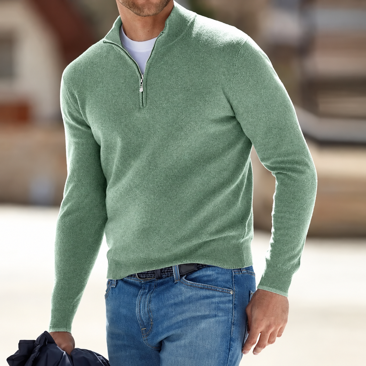 Men's Long Sleeve Sweater Zip-Up Design | Casual