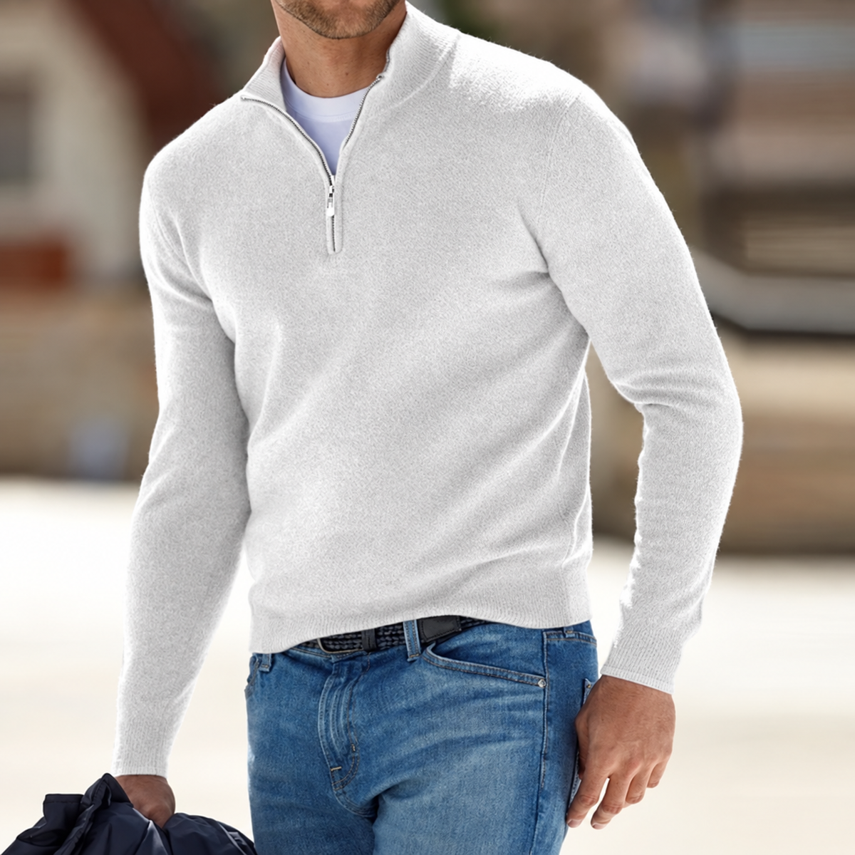 Men's Long Sleeve Sweater Zip-Up Design | Casual