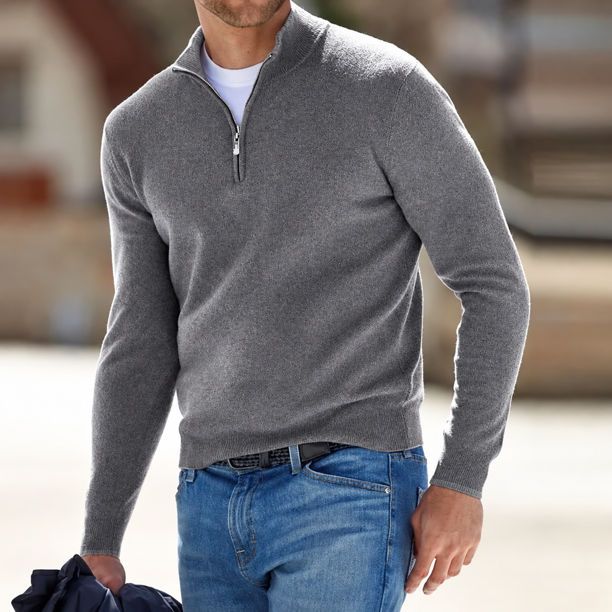 Men's Long Sleeve Sweater Zip-Up Design | Casual