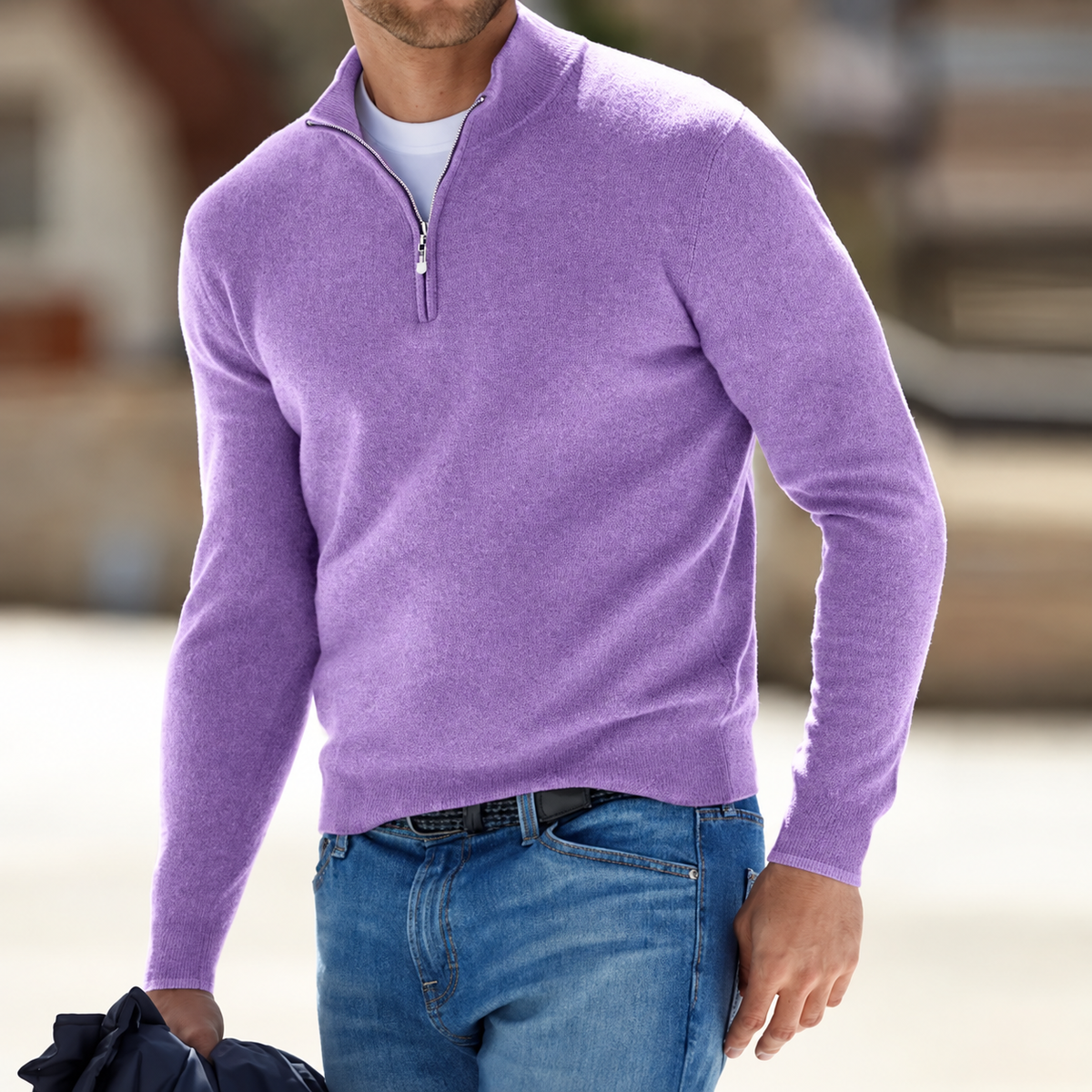 Men's Long Sleeve Sweater Zip-Up Design | Casual