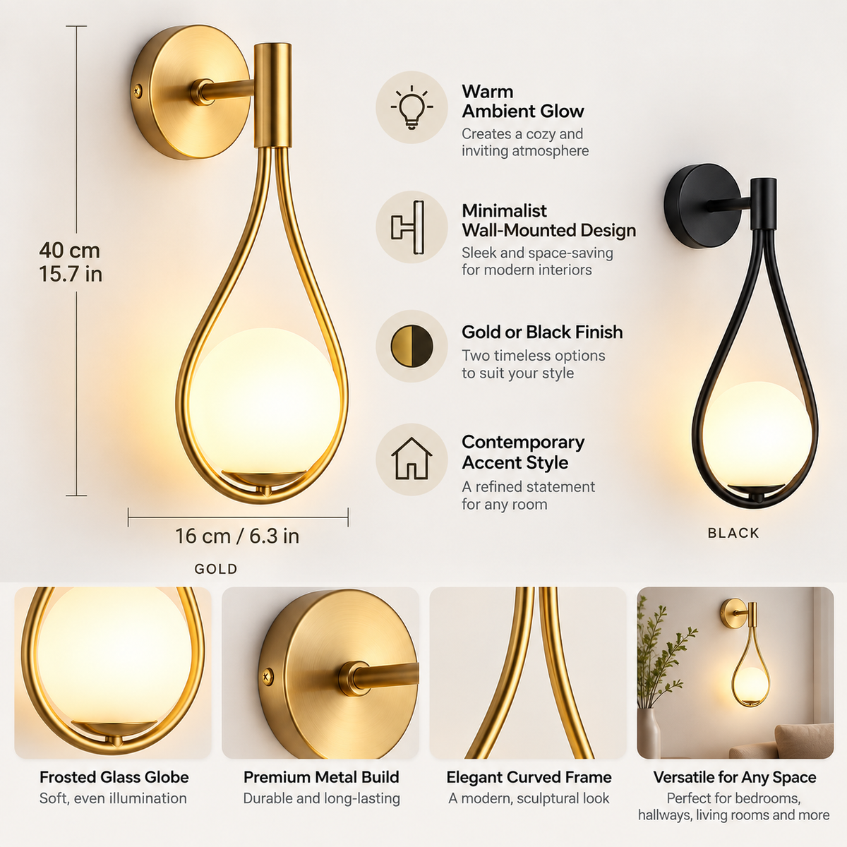 Minimalist Accent Wall Light Warm Ambient Contemporary Design
