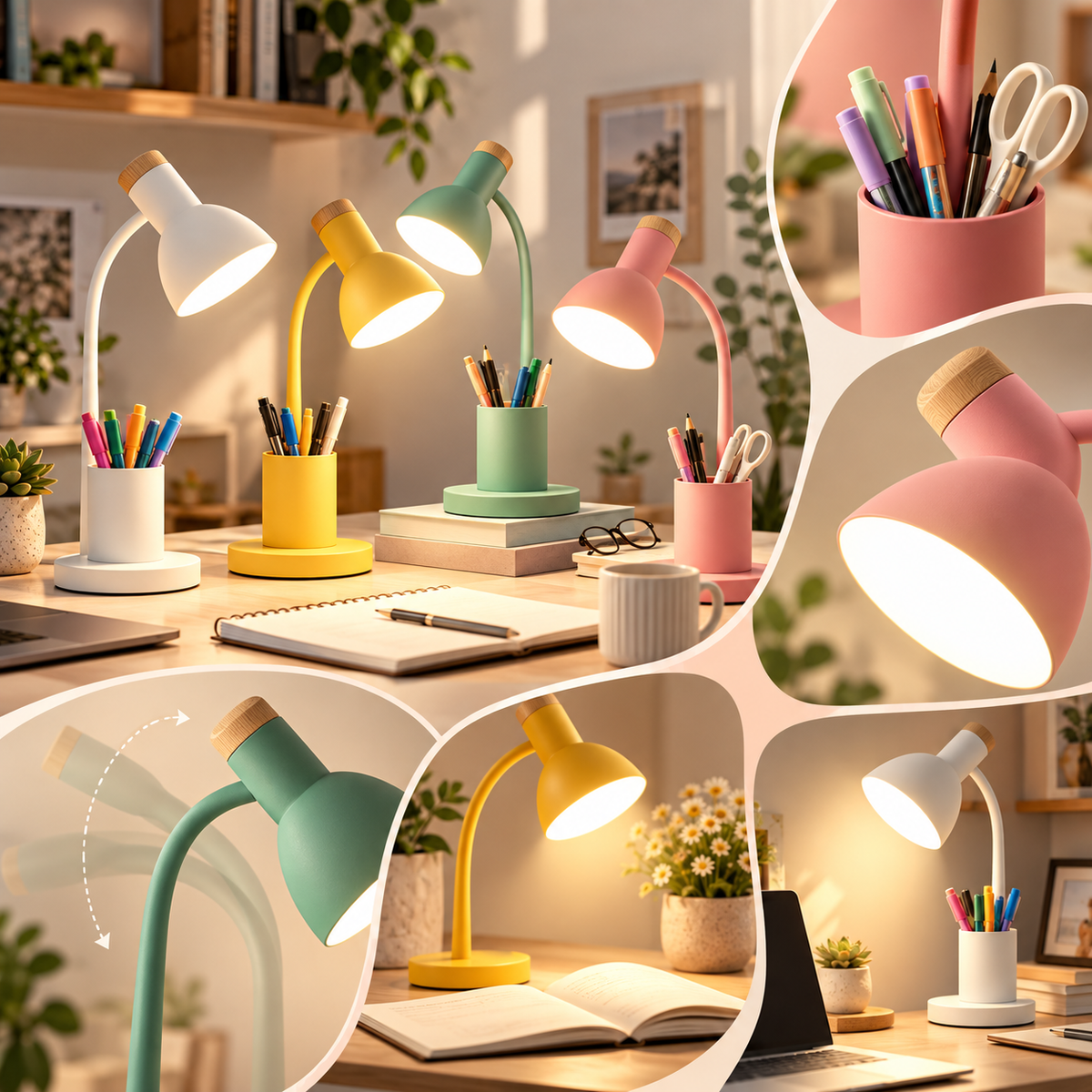 Modern Desk Lamp Functional Adjustable Height Design