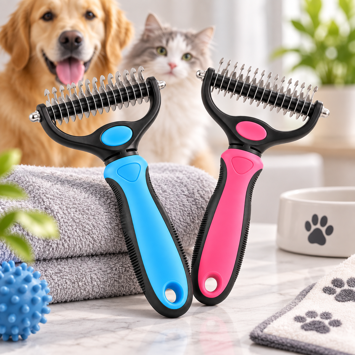 Pet Grooming Tool Brush Tangle Remover Dual Sided Design