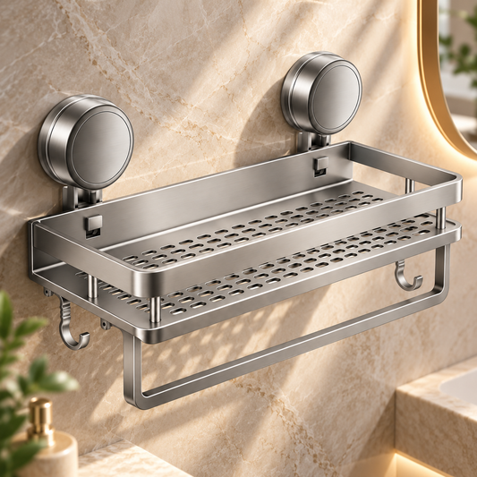 Removable Suction Cup Bathroom Storage Shelf Wall Mount