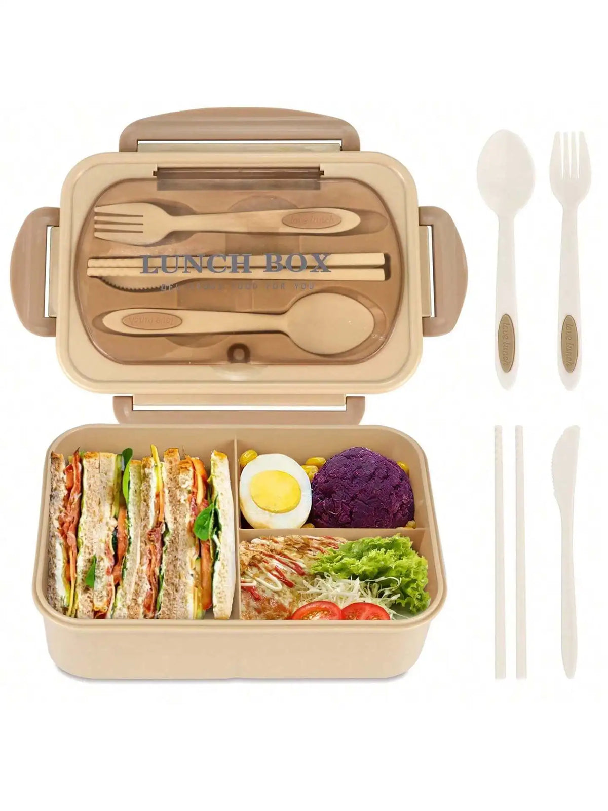 MealMate | Bento Lunch Box with Utensils | 4 Compartments & Leak-Proof Design