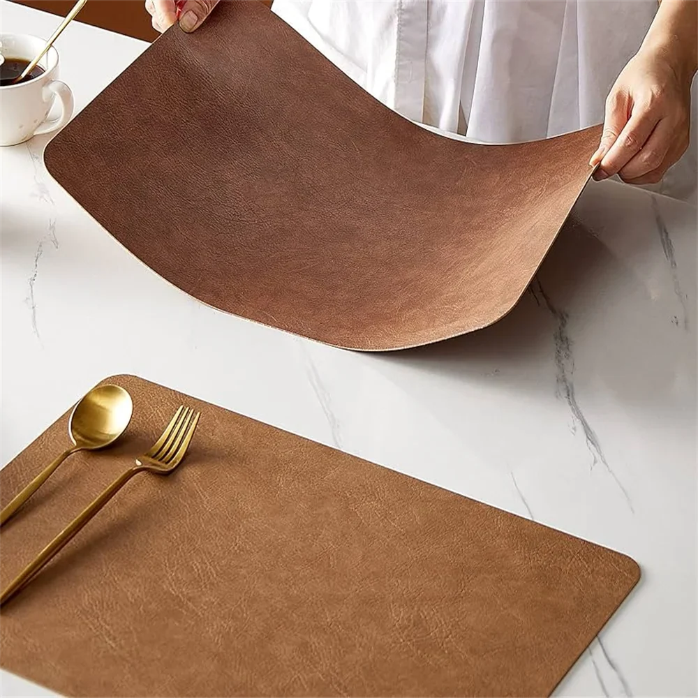 DuoMat | Double-Sided Faux Leather Placemats | Heat Resistant & Waterproof