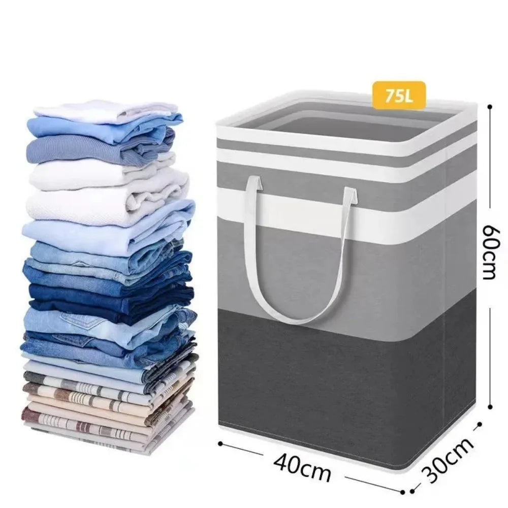 Lauva | 75L Waterproof Laundry Basket | Foldable Fabric Clothes Hamper with Handles