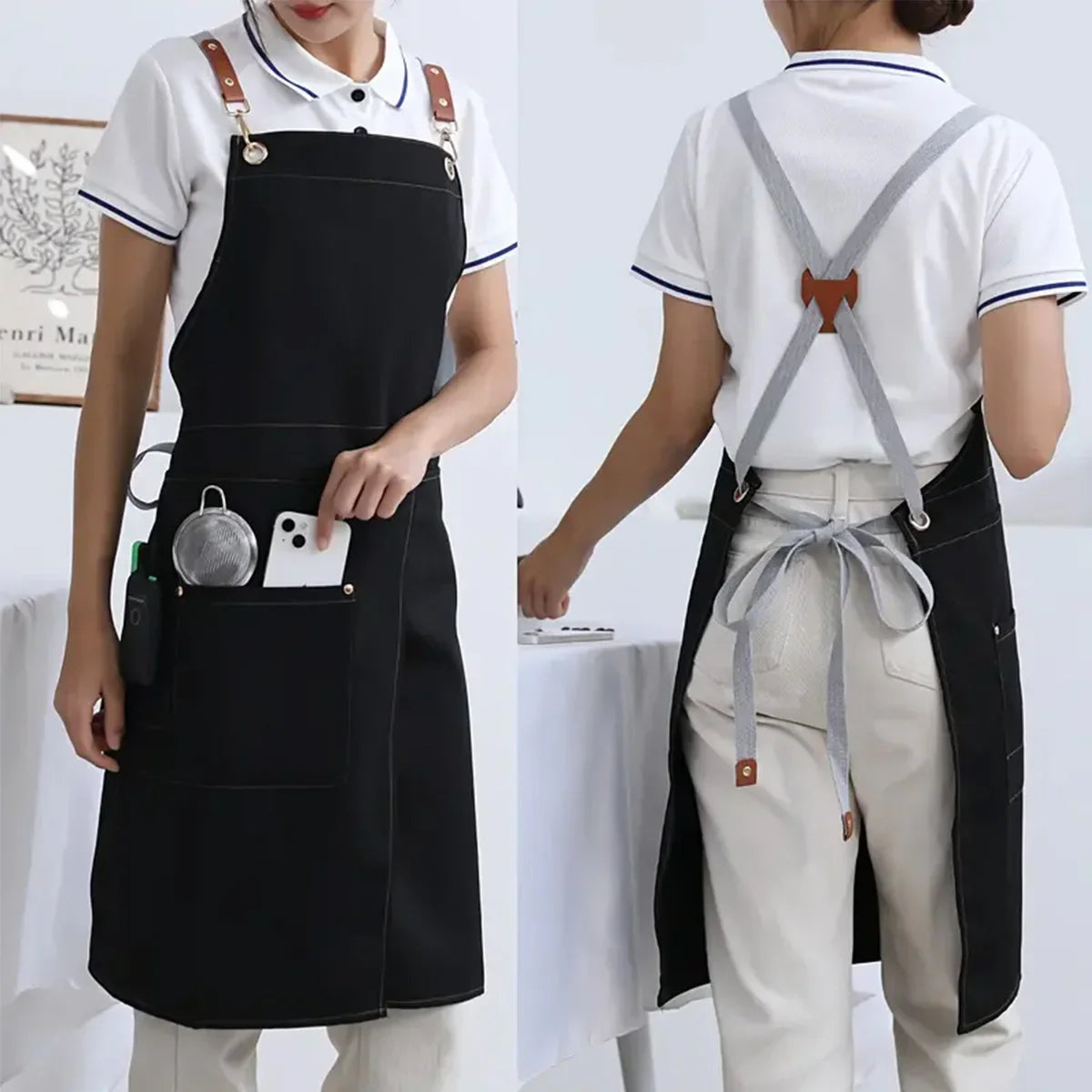 WorkEase | Waterproof Canvas Apron | Split Skirt Design with Pockets