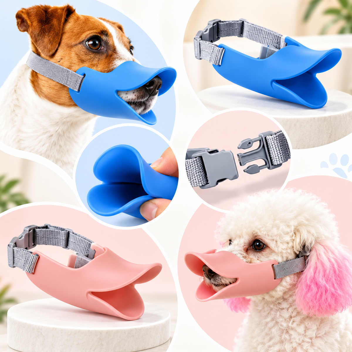 Silicone Dog Muzzle Adjustable Duckbill Mesh Strap Case
