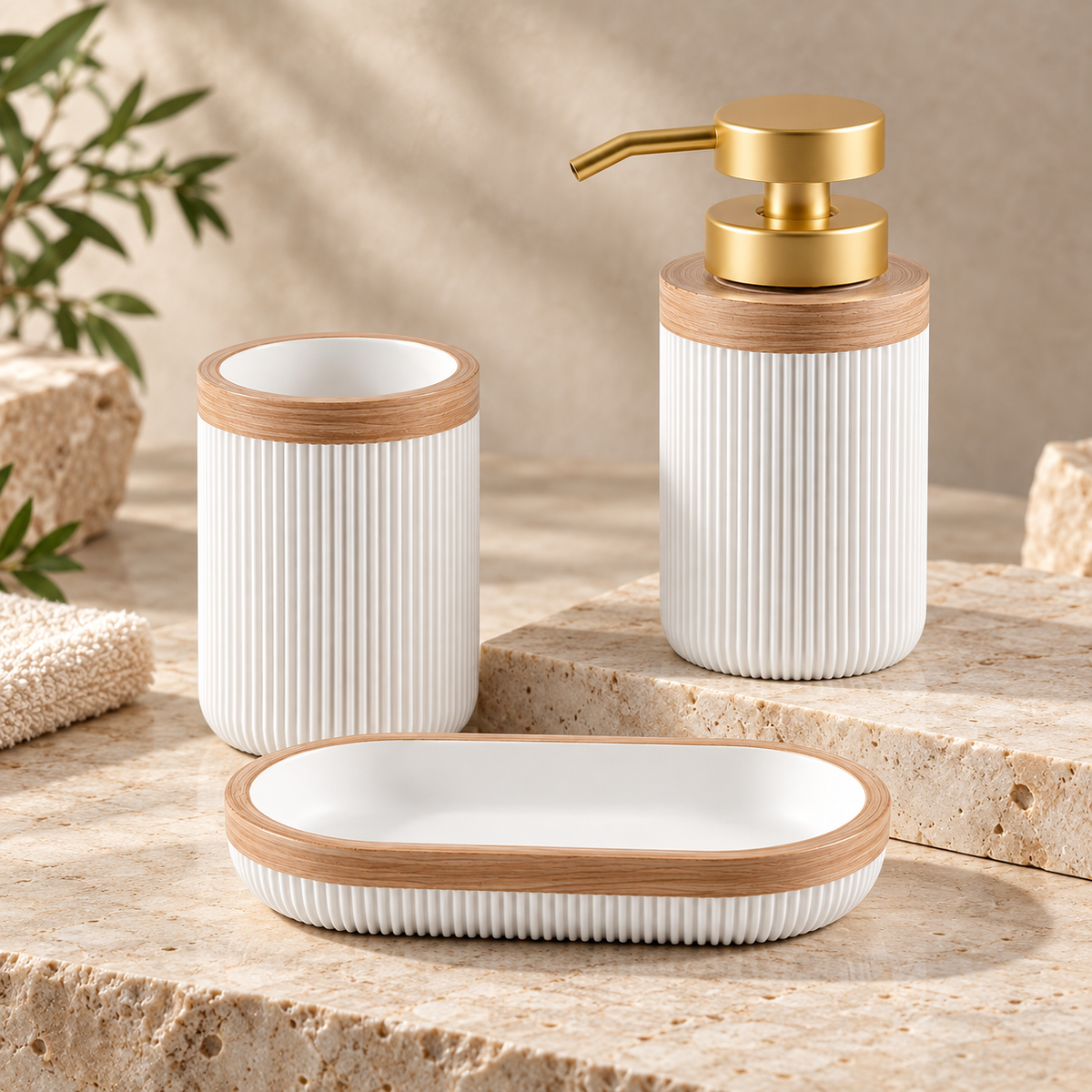 White Bathroom Accessory Set Stylish Decor Collection