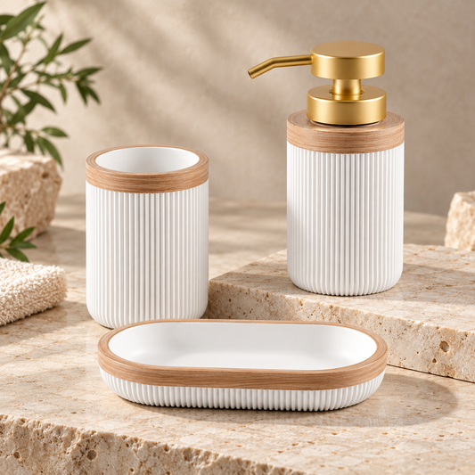 White Bathroom Accessory Set Stylish Decor Collection