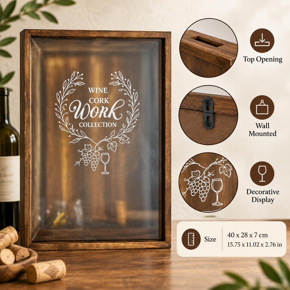 Wine Cork Frame Home Decor Stylish Wall Display Holder