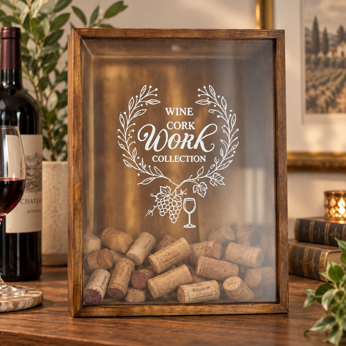 Wine Cork Frame Home Decor Stylish Wall Display Holder