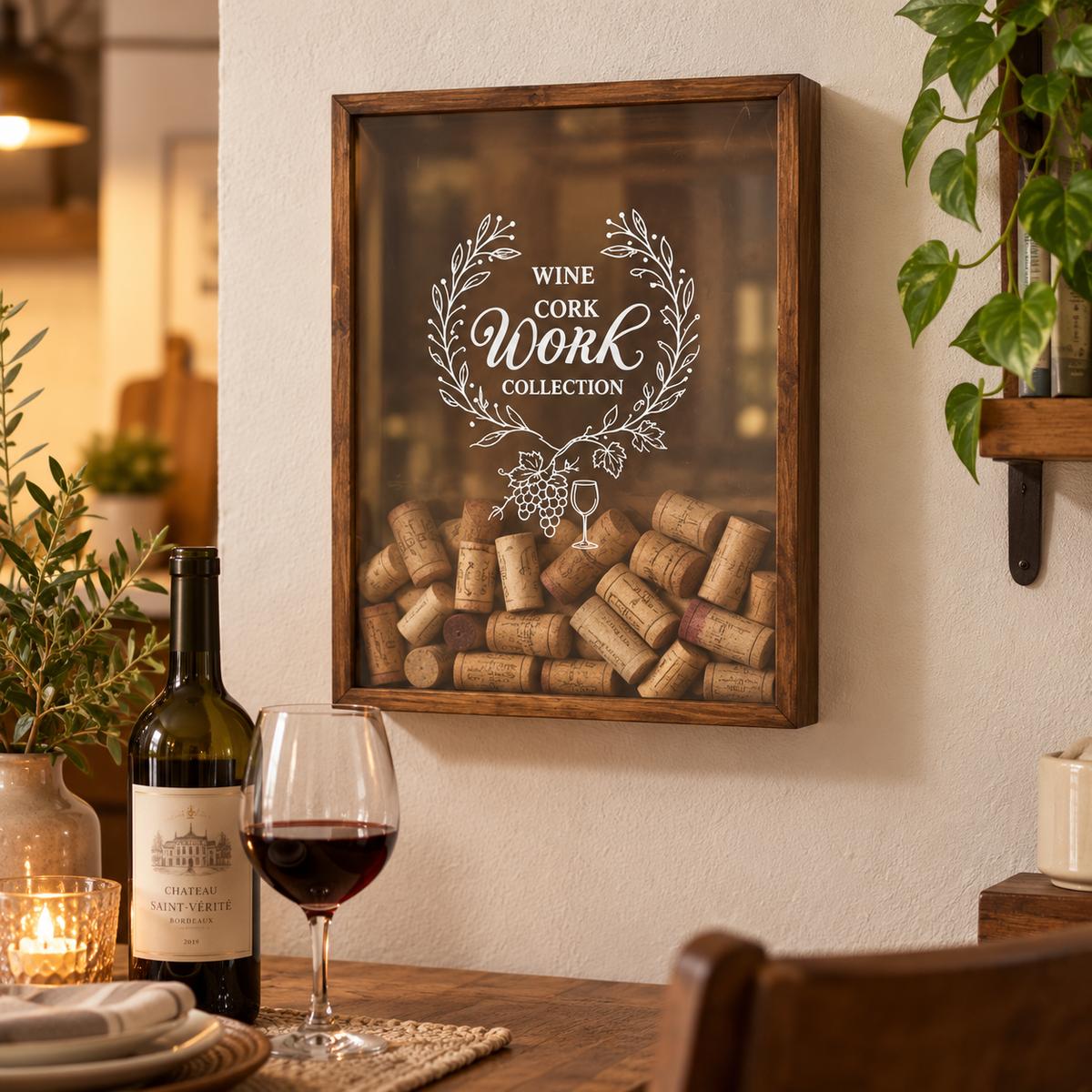 Wine Cork Frame Home Decor Stylish Wall Display Holder