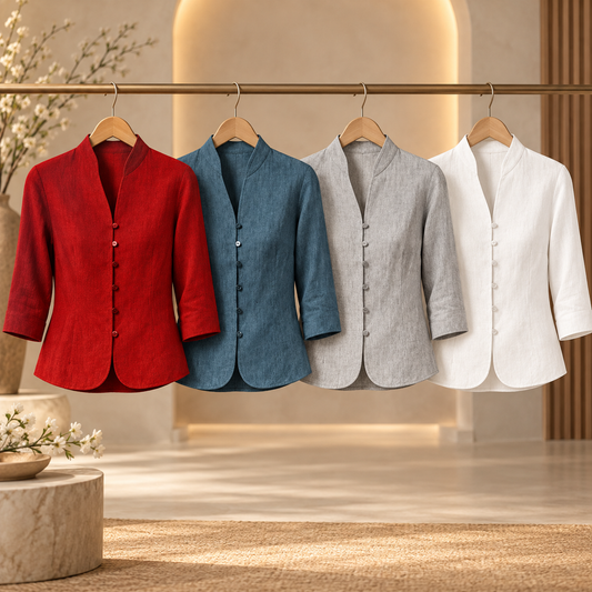 Women's Stand-Collar Blouse Three-Quarter Sleeve | Versatile Blouse