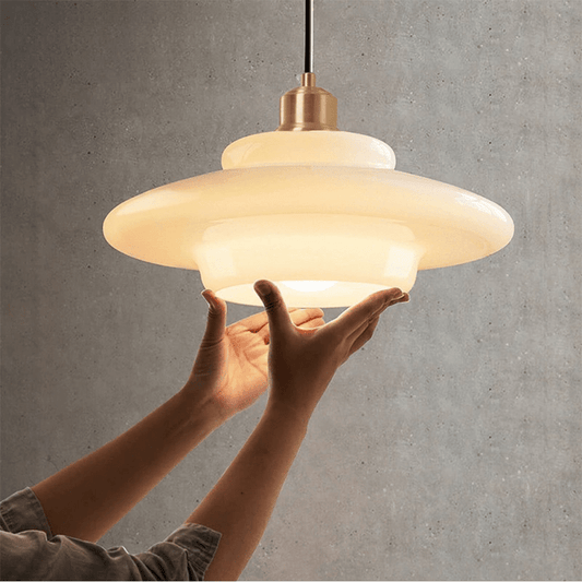 White Glass Pendant Light | Modern Mid-Century Elegance